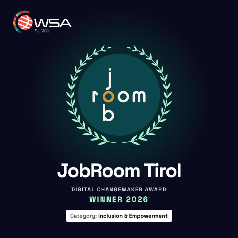 Gewinner-Grafik WSA Austria 2026: JobRoom Tirol, Kategorie Inclusion & Empowerment